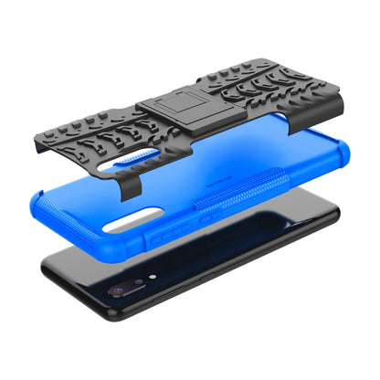 For Samsung Galaxy A02(EU Version) Tire Texture Shockproof TPU+PC Protective Case with Holder(Blue) by buy2fix