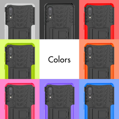 For Samsung Galaxy A02(EU Version) Tire Texture Shockproof TPU+PC Protective Case with Holder(Blue) by buy2fix