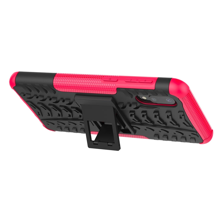 For Samsung Galaxy A02(EU Version) Tire Texture Shockproof TPU+PC Protective Case with Holder(Pink) by buy2fix