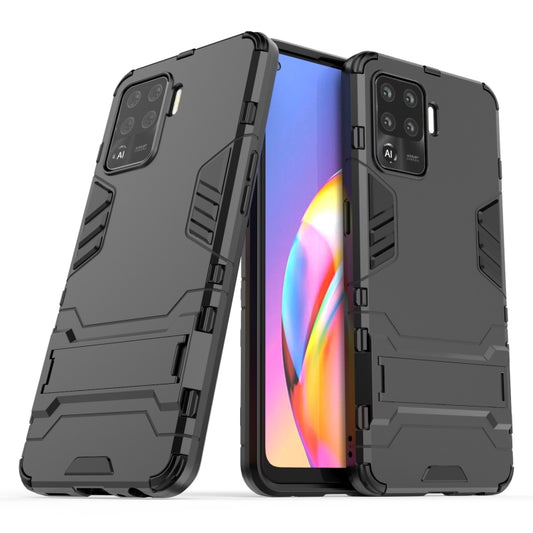 For OPPO A94 Shockproof PC + TPU Protective Case with Hidden Holder(Black) - OPPO Cases by buy2fix | Online Shopping UK | buy2fix