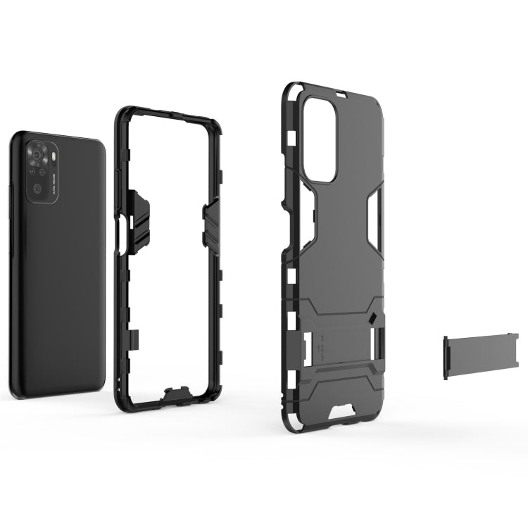 For Xiaomi Redmi Note 10 4G Shockproof PC + TPU Protective Case with Hidden Holder(Black) - Xiaomi Cases by buy2fix | Online Shopping UK | buy2fix