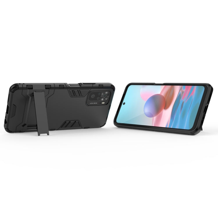 For Xiaomi Redmi Note 10 4G Shockproof PC + TPU Protective Case with Hidden Holder(Black) - Xiaomi Cases by buy2fix | Online Shopping UK | buy2fix