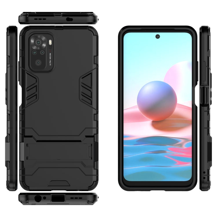 For Xiaomi Redmi Note 10 4G Shockproof PC + TPU Protective Case with Hidden Holder(Black) - Xiaomi Cases by buy2fix | Online Shopping UK | buy2fix