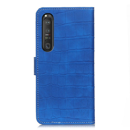 For Sony Xperia 1 III Crocodile Texture Horizontal Flip Leather Case with Holder & Card Slots & Wallet & Photo Frame(Blue) by buy2fix
