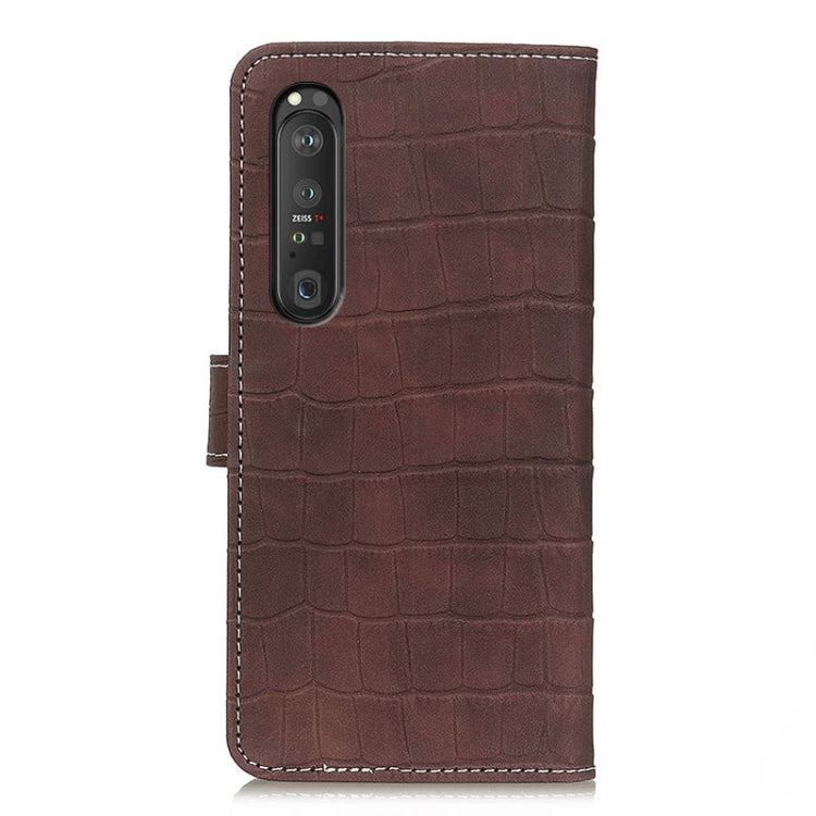 For Sony Xperia 1 III Crocodile Texture Horizontal Flip Leather Case with Holder & Card Slots & Wallet & Photo Frame(Brown) by buy2fix