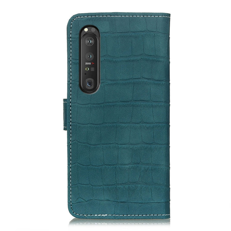 For Sony Xperia 1 III Crocodile Texture Horizontal Flip Leather Case with Holder & Card Slots & Wallet & Photo Frame(Dark Green) by buy2fix