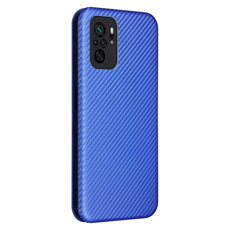 For Xiaomi Redmi Note 10 Carbon Fiber Texture Horizontal Flip TPU + PC + PU Leather Case with Card Slot(Blue) - Xiaomi Cases by buy2fix | Online Shopping UK | buy2fix