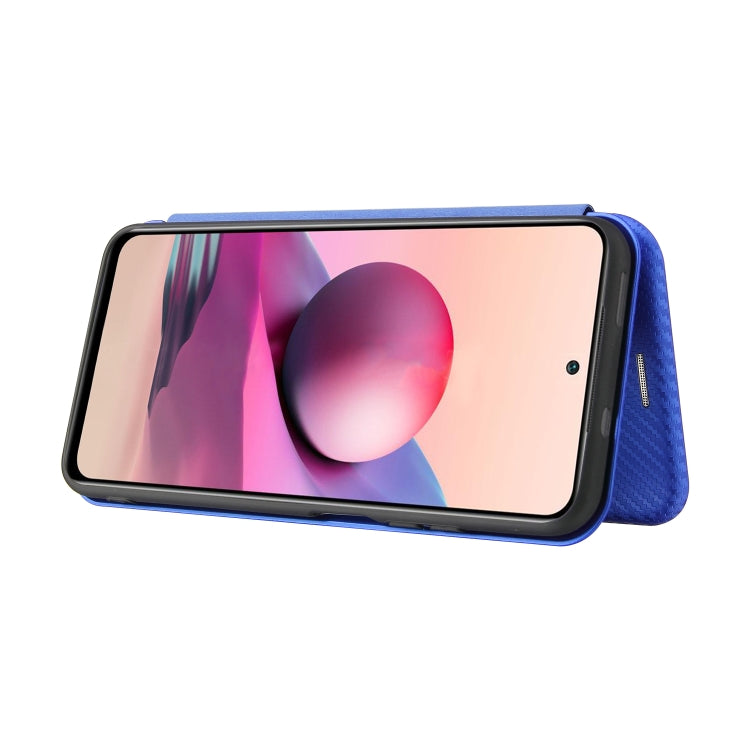 For Xiaomi Redmi Note 10 Pro Carbon Fiber Texture Horizontal Flip TPU + PC + PU Leather Case with Card Slot(Blue) - Xiaomi Cases by buy2fix | Online Shopping UK | buy2fix
