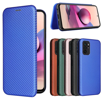 For Xiaomi Redmi Note 10 Pro Carbon Fiber Texture Horizontal Flip TPU + PC + PU Leather Case with Card Slot(Blue) - Xiaomi Cases by buy2fix | Online Shopping UK | buy2fix
