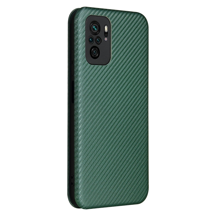 For Xiaomi Redmi Note 10 Pro Carbon Fiber Texture Horizontal Flip TPU + PC + PU Leather Case with Card Slot(Green) - Xiaomi Cases by buy2fix | Online Shopping UK | buy2fix