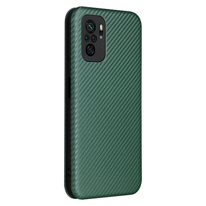 For Xiaomi Redmi Note 10 Pro Carbon Fiber Texture Horizontal Flip TPU + PC + PU Leather Case with Card Slot(Green) - Xiaomi Cases by buy2fix | Online Shopping UK | buy2fix