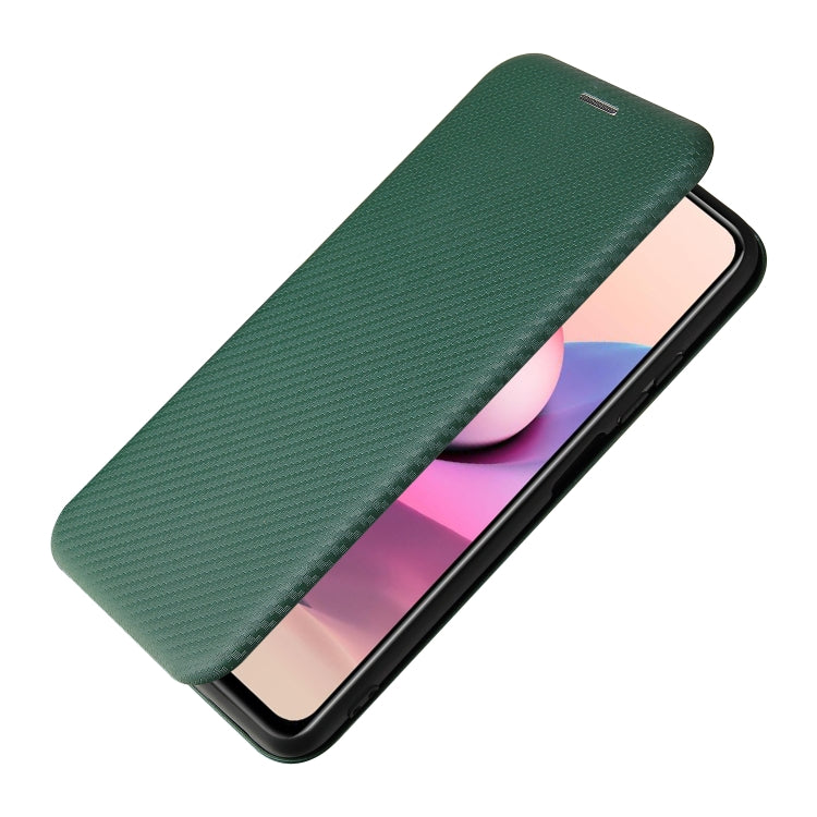 For Xiaomi Redmi Note 10 Pro Carbon Fiber Texture Horizontal Flip TPU + PC + PU Leather Case with Card Slot(Green) - Xiaomi Cases by buy2fix | Online Shopping UK | buy2fix