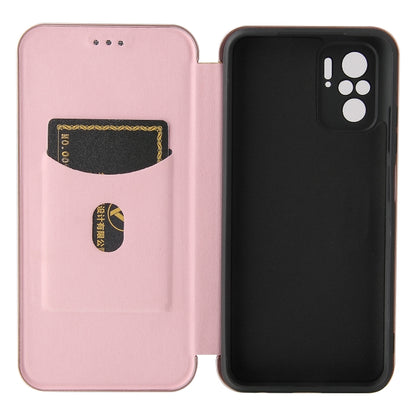 For Xiaomi Redmi Note 10 Pro Carbon Fiber Texture Horizontal Flip TPU + PC + PU Leather Case with Card Slot(Pink) - Xiaomi Cases by buy2fix | Online Shopping UK | buy2fix