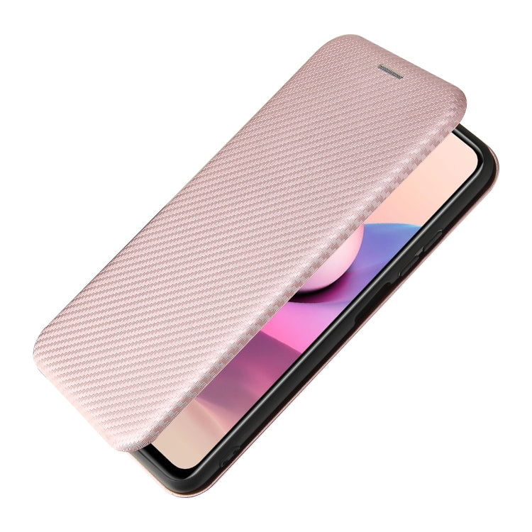 For Xiaomi Redmi Note 10 Pro Carbon Fiber Texture Horizontal Flip TPU + PC + PU Leather Case with Card Slot(Pink) - Xiaomi Cases by buy2fix | Online Shopping UK | buy2fix