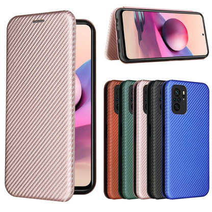 For Xiaomi Redmi Note 10 Pro Carbon Fiber Texture Horizontal Flip TPU + PC + PU Leather Case with Card Slot(Pink) - Xiaomi Cases by buy2fix | Online Shopping UK | buy2fix