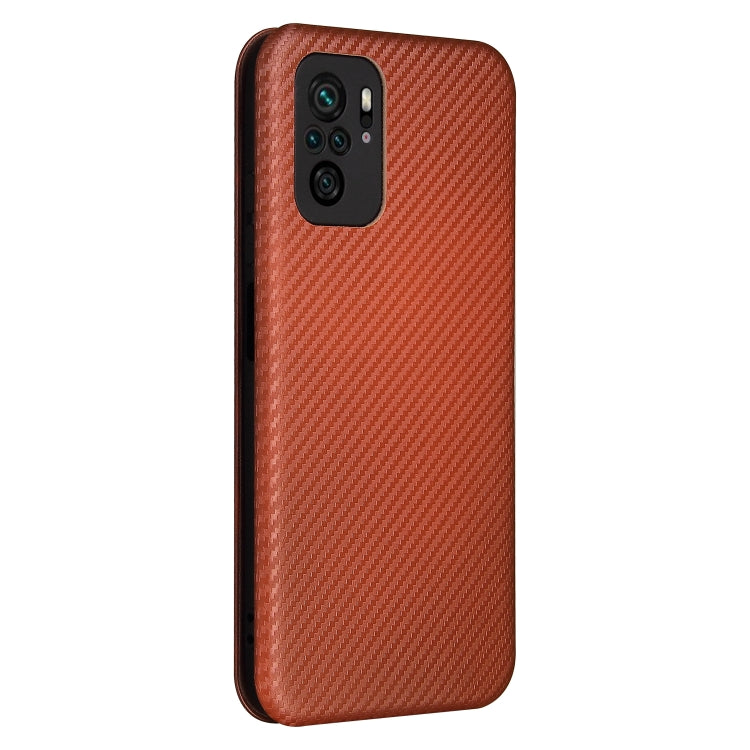 For Xiaomi Redmi Note 10 Pro Carbon Fiber Texture Horizontal Flip TPU + PC + PU Leather Case with Card Slot(Brown) - Xiaomi Cases by buy2fix | Online Shopping UK | buy2fix