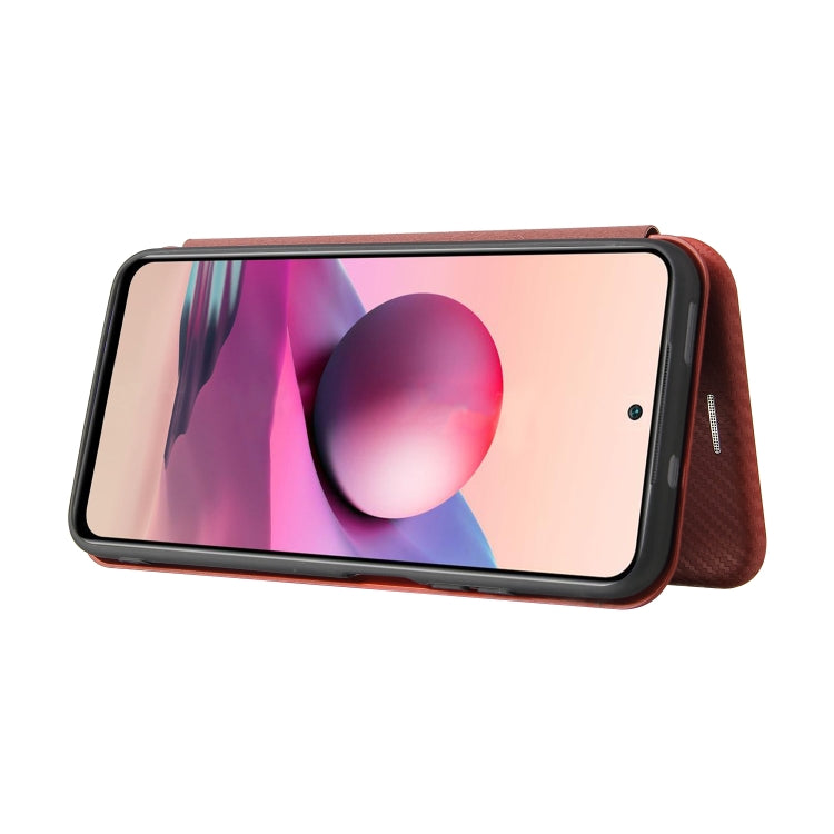 For Xiaomi Redmi Note 10 Pro Carbon Fiber Texture Horizontal Flip TPU + PC + PU Leather Case with Card Slot(Brown) - Xiaomi Cases by buy2fix | Online Shopping UK | buy2fix