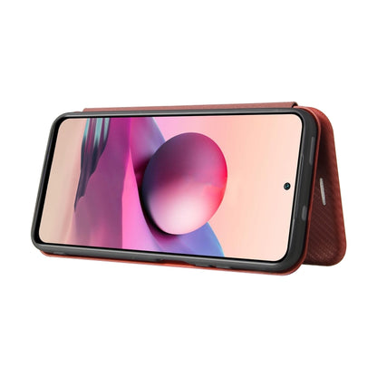 For Xiaomi Redmi Note 10 Pro Carbon Fiber Texture Horizontal Flip TPU + PC + PU Leather Case with Card Slot(Brown) - Xiaomi Cases by buy2fix | Online Shopping UK | buy2fix