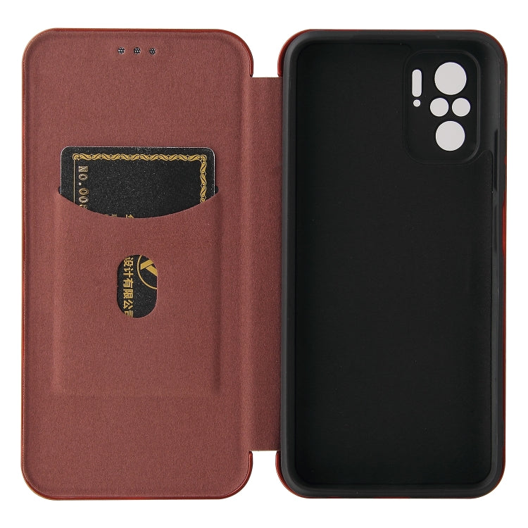 For Xiaomi Redmi Note 10 Pro Carbon Fiber Texture Horizontal Flip TPU + PC + PU Leather Case with Card Slot(Brown) - Xiaomi Cases by buy2fix | Online Shopping UK | buy2fix