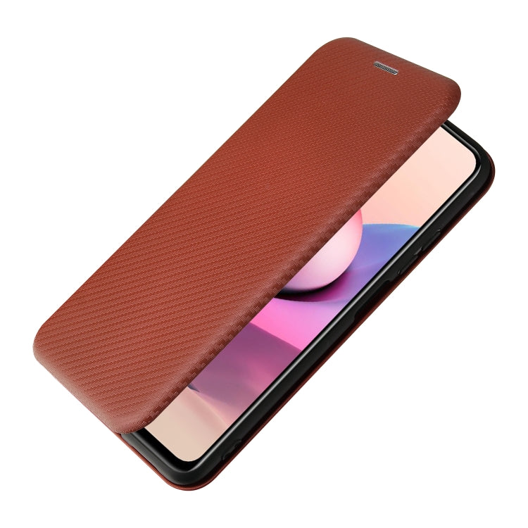 For Xiaomi Redmi Note 10 Pro Carbon Fiber Texture Horizontal Flip TPU + PC + PU Leather Case with Card Slot(Brown) - Xiaomi Cases by buy2fix | Online Shopping UK | buy2fix