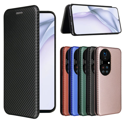 For Huawei P50 Pro Carbon Fiber Texture Horizontal Flip TPU + PC + PU Leather Case with Card Slot(Black) - Huawei Cases by buy2fix | Online Shopping UK | buy2fix