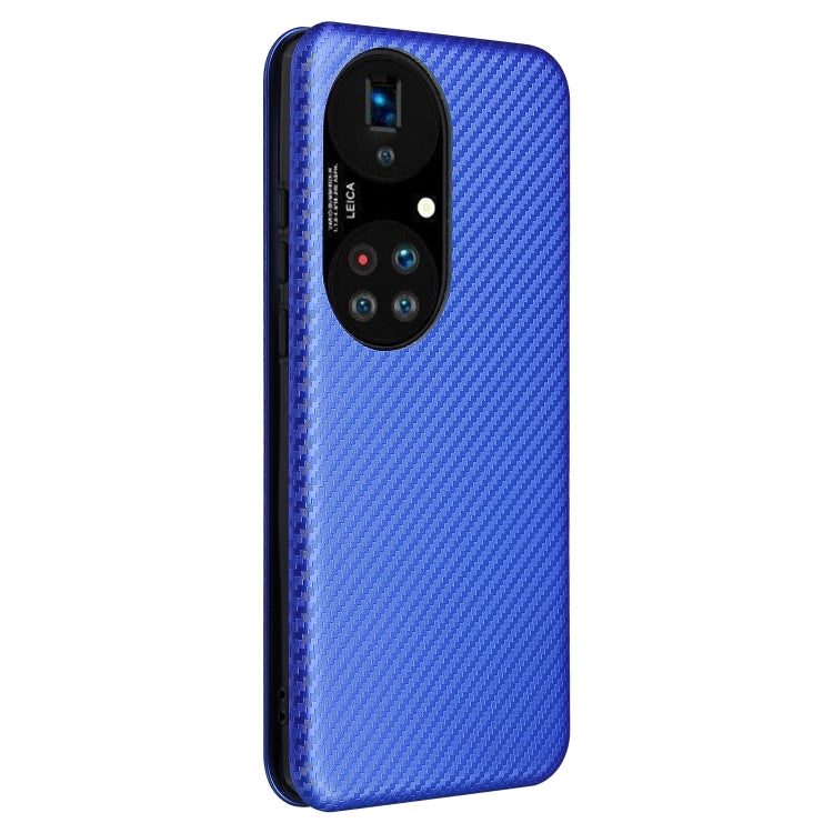 For Huawei P50 Pro Carbon Fiber Texture Horizontal Flip TPU + PC + PU Leather Case with Card Slot(Blue) - Huawei Cases by buy2fix | Online Shopping UK | buy2fix