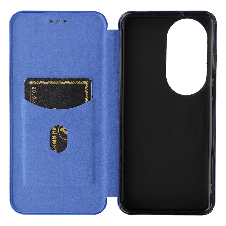For Huawei P50 Pro Carbon Fiber Texture Horizontal Flip TPU + PC + PU Leather Case with Card Slot(Blue) - Huawei Cases by buy2fix | Online Shopping UK | buy2fix