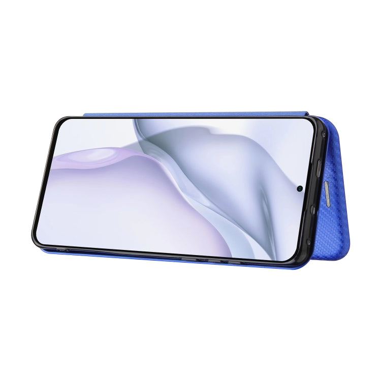 For Huawei P50 Pro Carbon Fiber Texture Horizontal Flip TPU + PC + PU Leather Case with Card Slot(Blue) - Huawei Cases by buy2fix | Online Shopping UK | buy2fix