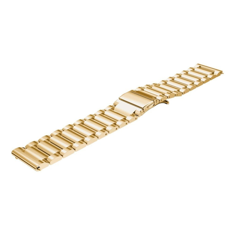 20mm Three Flat Buckle Stainless Steel Replacement Watchband for Samsung Galaxy Watch Active 2 / Amazfit GTS 2(Gold) - Watch Bands by buy2fix | Online Shopping UK | buy2fix