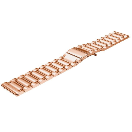 20mm Three Flat Buckle Stainless Steel Replacement Watchband for Samsung Galaxy Watch Active 2 / Amazfit GTS 2(Rose Gold) - Watch Bands by buy2fix | Online Shopping UK | buy2fix