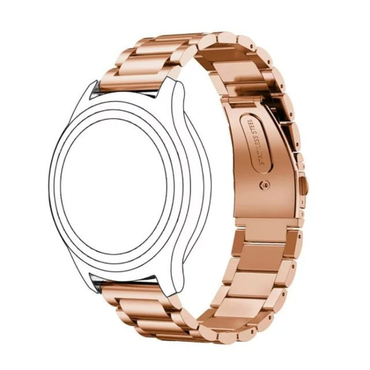 20mm Three Flat Buckle Stainless Steel Replacement Watchband for Samsung Galaxy Watch Active 2 / Amazfit GTS 2(Rose Gold) - Watch Bands by buy2fix | Online Shopping UK | buy2fix