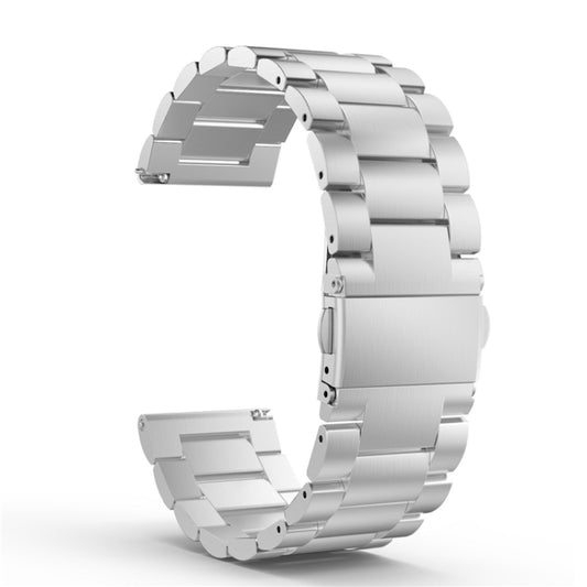 20mm Three Flat Buckle Stainless Steel Replacement Watchband for Samsung Galaxy Watch Active 2 / Amazfit GTS 2(Silver) - Watch Bands by buy2fix | Online Shopping UK | buy2fix