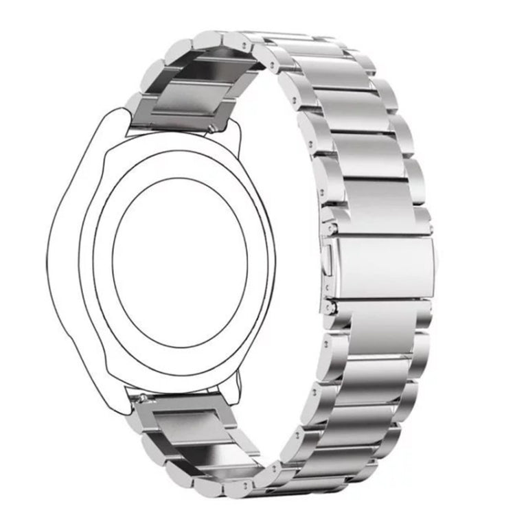 20mm Three Flat Buckle Stainless Steel Replacement Watchband for Samsung Galaxy Watch Active 2 / Amazfit GTS 2(Silver) - Watch Bands by buy2fix | Online Shopping UK | buy2fix