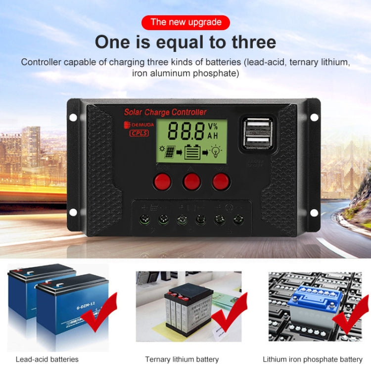 PWM Solar Controller 12V / 24V Lithium Battery Charging Photovoltaic Panel Charging Street Light Controller with Dual USB Output, Model:CPLS-10A by buy2fix