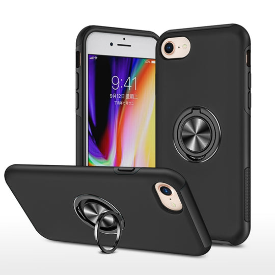 Pour iPhone SE 2022 / SE 2020 / 8/7 Étui de téléphone antichoc avec béquille magnétique (Noir)