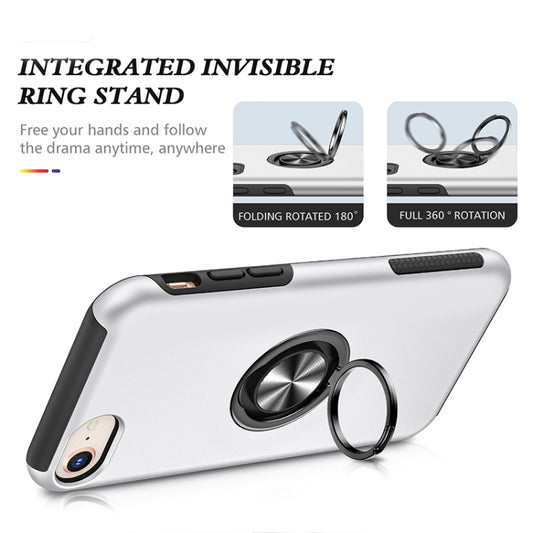 For iPhone SE 2022 / SE 2020 / 8 / 7 Magnetic Ring Kickstand Shockproof Phone Case(Silver) - iPhone SE 2022 / 2020 / 8 / 7 Cases by buy2fix | Online Shopping UK | buy2fix