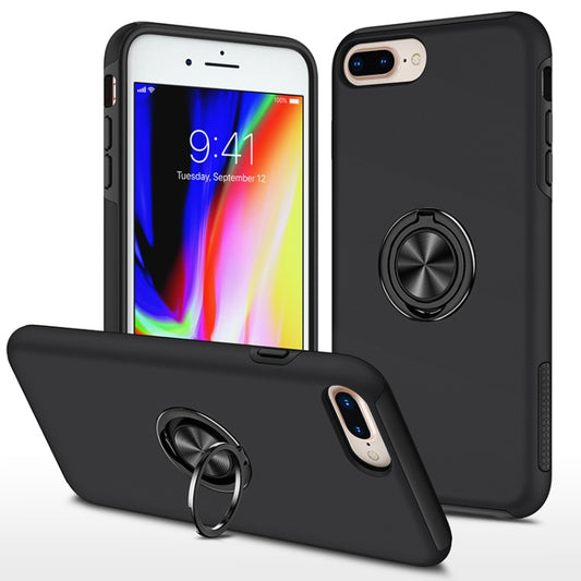 Magnetic Ring Kickstand Shockproof Phone Case For iPhone 8 Plus / 7 Plus(Black) - More iPhone Cases by buy2fix | Online Shopping UK | buy2fix