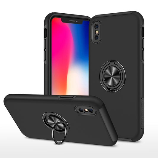 For iPhone XS Max Magnetic Ring Kickstand Shockproof Phone Case(Black) - More iPhone Cases by buy2fix | Online Shopping UK | buy2fix