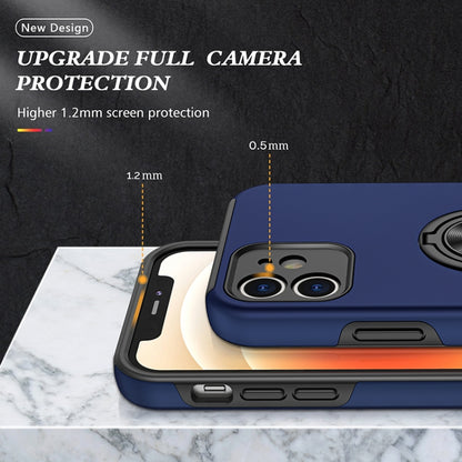 For iPhone 12 mini Magnetic Ring Kickstand Shockproof Phone Case (Blue) - iPhone 12 mini Cases by buy2fix | Online Shopping UK | buy2fix