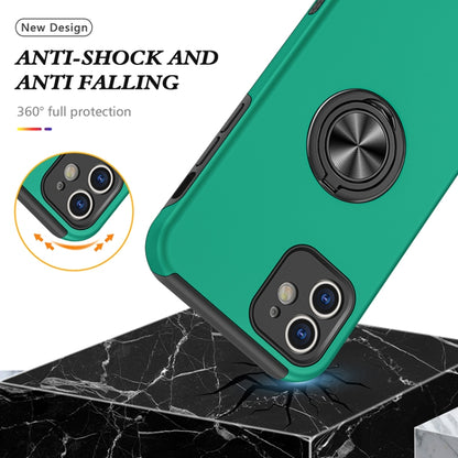 For iPhone 12 mini Magnetic Ring Kickstand Shockproof Phone Case (Dark Green) - iPhone 12 mini Cases by buy2fix | Online Shopping UK | buy2fix