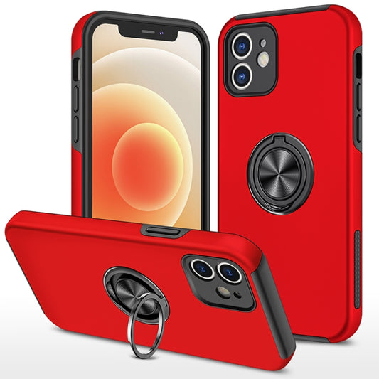 For iPhone 12 Magnetic Ring Kickstand Shockproof Phone Case(Red) - iPhone 12 / 12 Pro Cases by buy2fix | Online Shopping UK | buy2fix