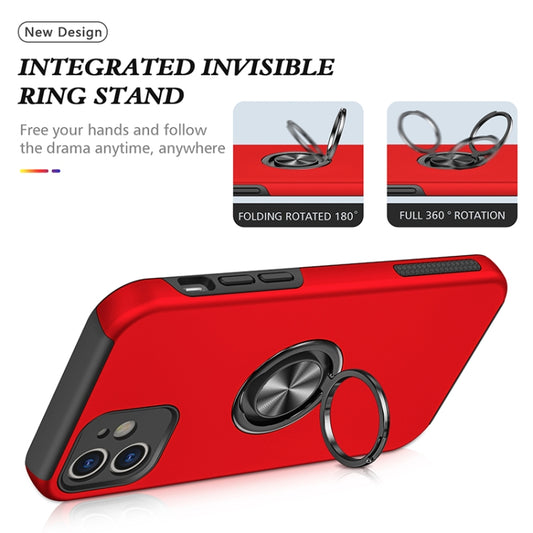 For iPhone 12 Magnetic Ring Kickstand Shockproof Phone Case(Red) - iPhone 12 / 12 Pro Cases by buy2fix | Online Shopping UK | buy2fix