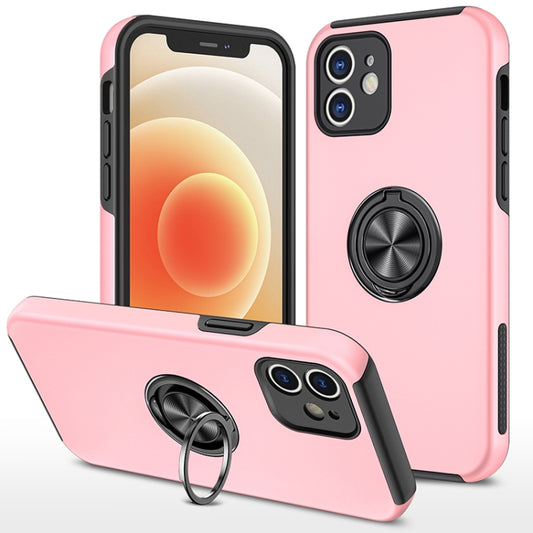 For iPhone 12 Magnetic Ring Kickstand Shockproof Phone Case(Rose Gold) - iPhone 12 / 12 Pro Cases by buy2fix | Online Shopping UK | buy2fix