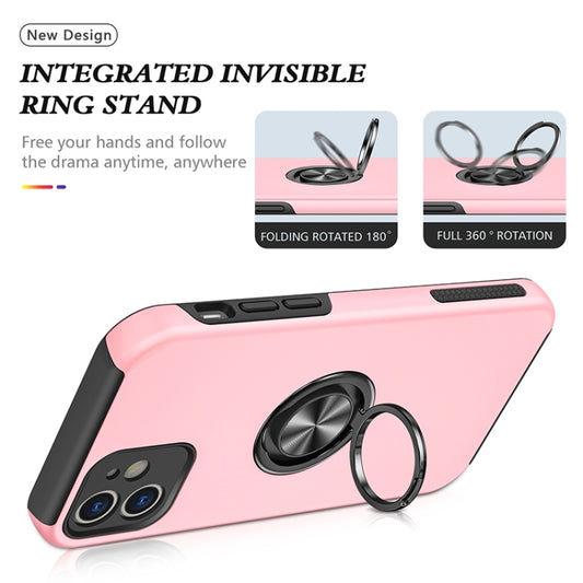 For iPhone 12 Magnetic Ring Kickstand Shockproof Phone Case(Rose Gold) - iPhone 12 / 12 Pro Cases by buy2fix | Online Shopping UK | buy2fix