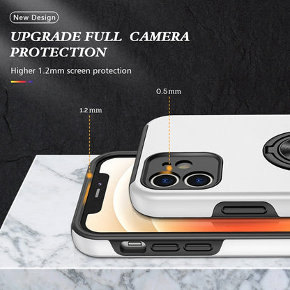 For iPhone 12 Magnetic Ring Kickstand Shockproof Phone Case(Silver) - iPhone 12 / 12 Pro Cases by buy2fix | Online Shopping UK | buy2fix