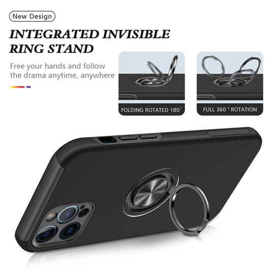 For iPhone 12 Pro Magnetic Ring Kickstand Shockproof Phone Case(Black) - iPhone 12 / 12 Pro Cases by buy2fix | Online Shopping UK | buy2fix