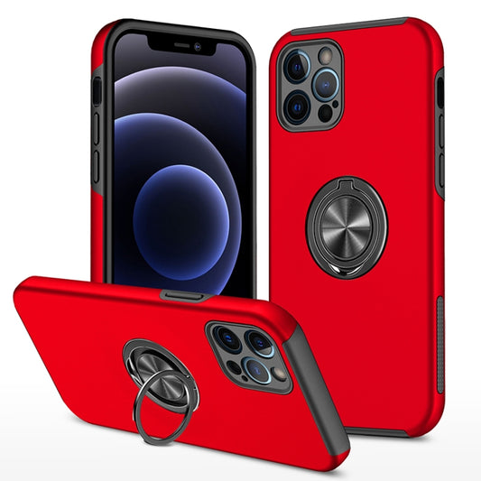 For iPhone 12 Pro Magnetic Ring Kickstand Shockproof Phone Case(Red) - iPhone 12 / 12 Pro Cases by buy2fix | Online Shopping UK | buy2fix