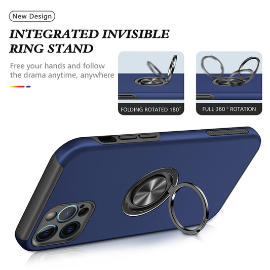 For iPhone 12 Pro Magnetic Ring Kickstand Shockproof Phone Case(Blue) - iPhone 12 / 12 Pro Cases by buy2fix | Online Shopping UK | buy2fix