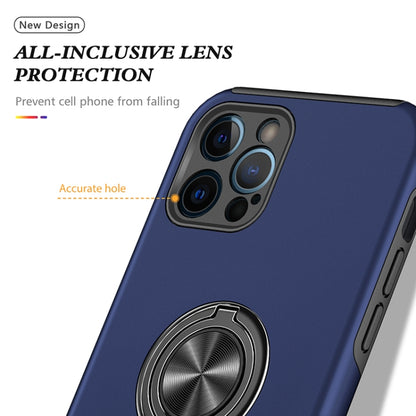 For iPhone 12 Pro Magnetic Ring Kickstand Shockproof Phone Case(Blue) - iPhone 12 / 12 Pro Cases by buy2fix | Online Shopping UK | buy2fix