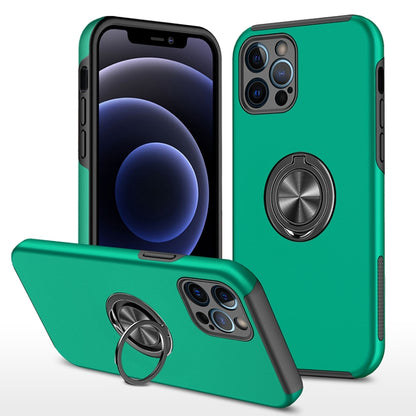 For iPhone 12 Pro Magnetic Ring Kickstand Shockproof Phone Case(Dark Green) - iPhone 12 / 12 Pro Cases by buy2fix | Online Shopping UK | buy2fix